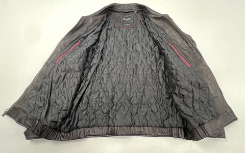 Dockers Premium Men's Black New Zealand Lambskin Leather Quilted Jacket Sz XXL