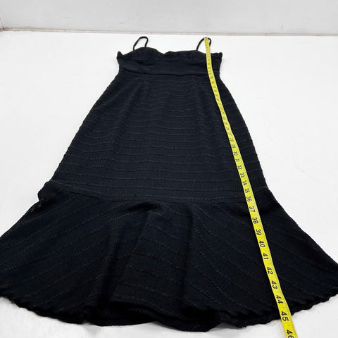 Hutch Women's Black Textured Striped Bustier Mermaid Hem Midi Dress Sz 0