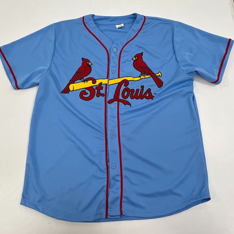 Lot of 2 St Louis Cardinals Baseball Jersey Gray & Blue Button Up Men's Size XL
