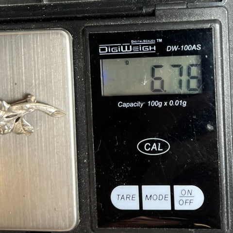 Vintage Sterling Silver Flower Rose Brooch 6.76g