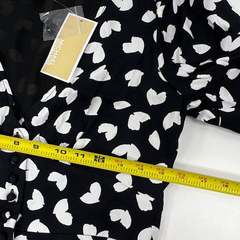 Michael Kors Women's Heart Print Georgette Midi Dress Black NWT Size S