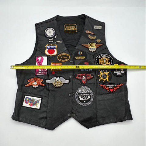 Vintage H.O.G. Harley Owners Group Leather Biker Patch Vest Pins Sz 2XL