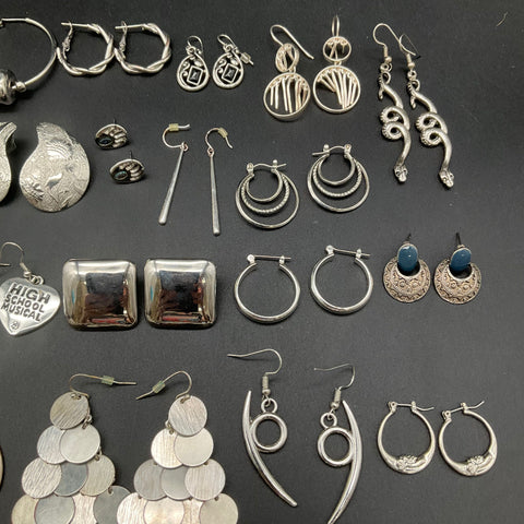 Fashion Costume Earring Lot 0.6 lbs Vintage to Modern Mixed Hoops Dangles 35 Pr