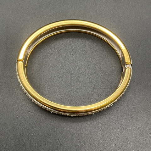 Brighton Intrigue Narrow Hinged Bangle Two-Tone Scroll Heart Accents Size 7
