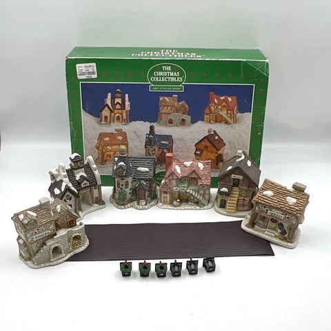 Christmas Village House Lot The Christmas Collectibles Ceramic 6pc With Box