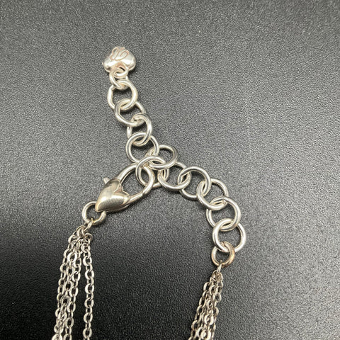 Brighton Nadia Cross Necklace Silver Tone Blue Gold Cabochon Pendant Scrollwork