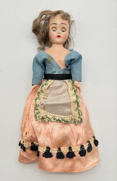 Vintage Hard Plastic Doll 9 Inch Sleep Eyes Painted Face Mid-Century