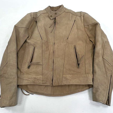 Vintage 90s Hudson Leather Men's Tan Moto Motorcycle Jacket Thinsulate Size 40