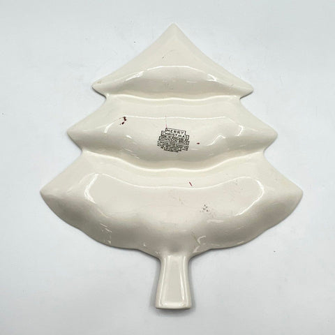 Johnson Bros Merry Christmas Tree Shaped Divided Serving Tray 15" Vintage