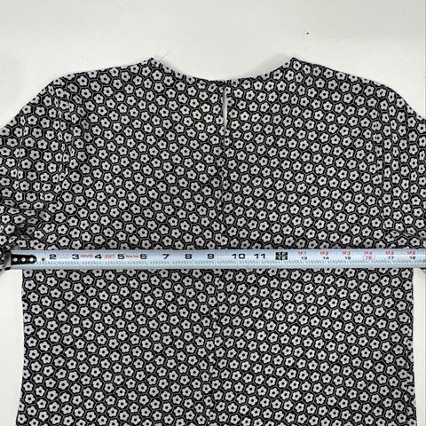 Michael Kors Women's Black White Geometric Floral Smocked Cuff Dress NWT Sz M