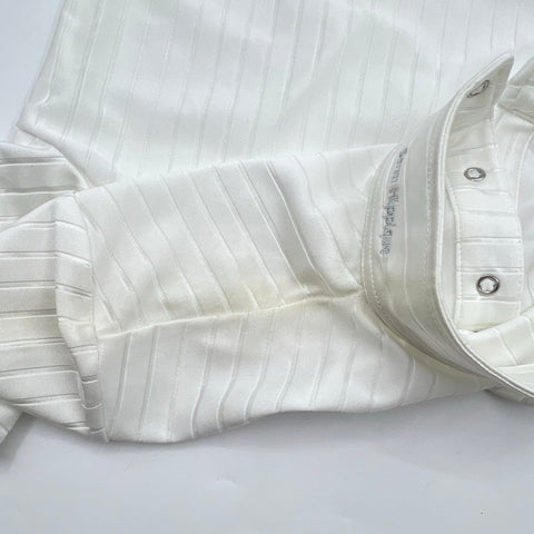 Sarm Hippique Aleria Women's White Ribbed Equestrian Show Shirt Italy Sz L NWT