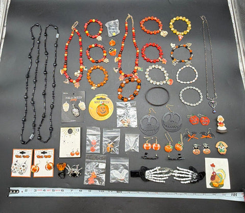 Halloween Fall Thanksgiving Jewelry Lot 40+ Pc Necklaces Bracelets Earrings 2lb