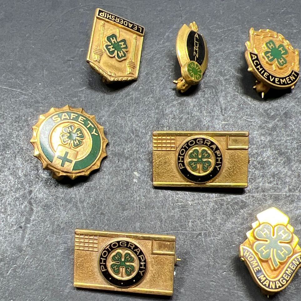 Vintage 1/20 10K Gold Filled 4 H Club Achievement Pins