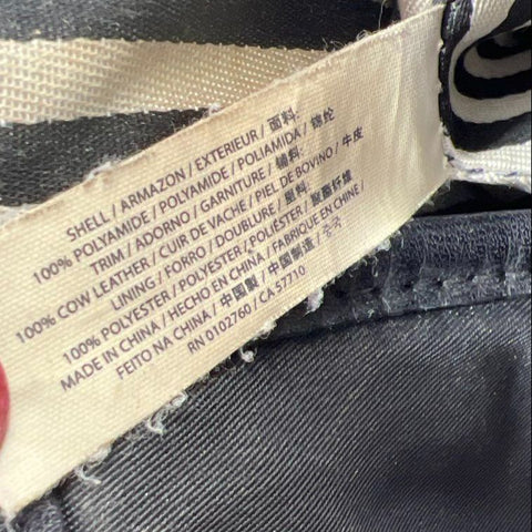 Kate Spade Black Nylon Leather Trim Dome Satchel Crossbody Bag Silver Hardware