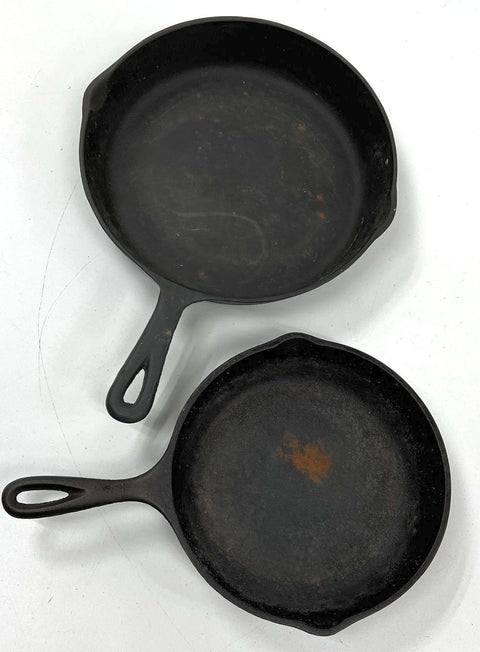 Lodge 10.25" & Unmarked 8" Cast Iron Skillet Pan Lot 2 Piece Set