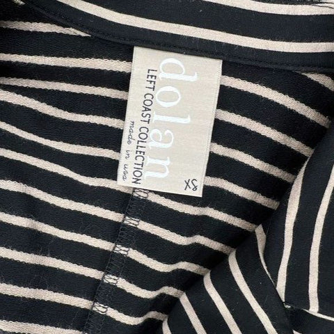 Anthropologie Dolan Women's Black Tan Striped Knit Open Front Blazer Jacket XS