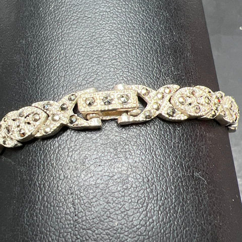 925 Sterling Silver Marcasite Tennis Bracelet 14.04g