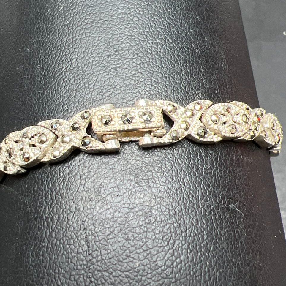 925 Sterling Silver Marcasite Tennis Bracelet 14.04g