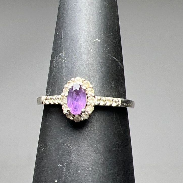 RJ 925 Sterling Silver Amethyst and Topaz Ring Size 5