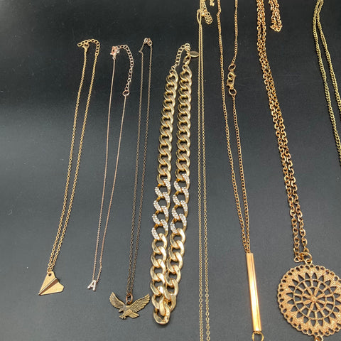 Modern Fashion Jewelry Lot of 12 Gold Tone Silver Tone Owl Tassel Necklaces