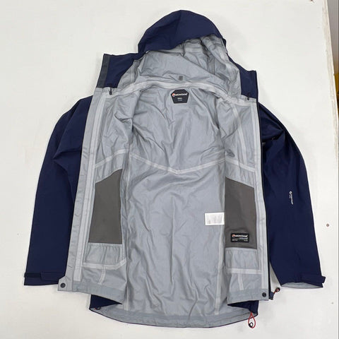 Montane Men's Alpine Pro Jacket Navy Blue Gore-Tex Hooded Rain Shell Sz S