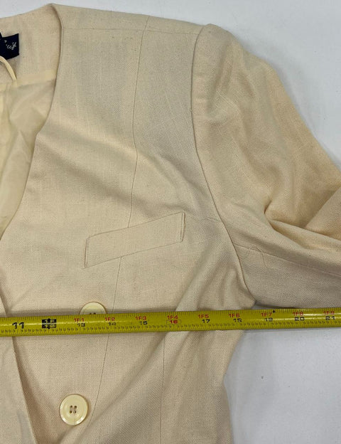 Sweet Suit Cream Vintage 90s Double Breasted Skirt Suit Set Women's 10 Petite