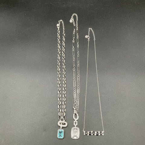 Bomb Party Jewelry Lot of 3 Necklaces 925 Sterling Silver & Silver Tone