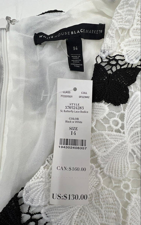 White House Black Market Women's SL Butterfly Lace Bodice Top NWT Sz 14