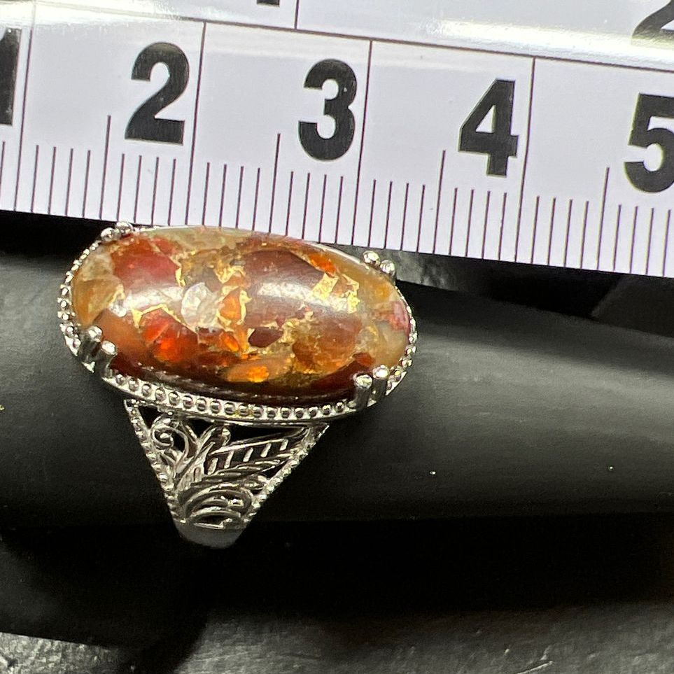 Fire Opal Matrix Copper Ring Size 9 NIB