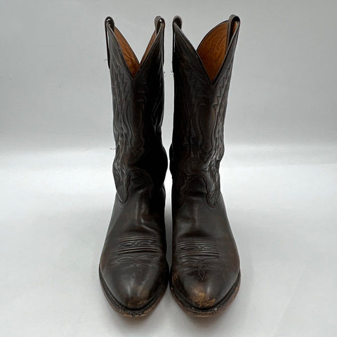 Vintage Nocona Dark Brown Leather Western Cowboy Boots Men's Size 10.5