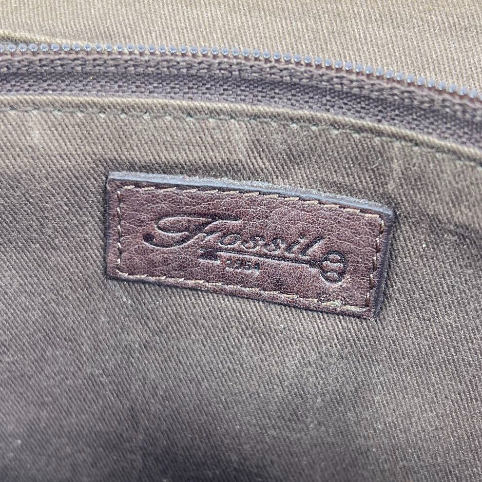 Vintage 90s Fossil Brown Leather Organizer Crossbody Wallet on a String Bag
