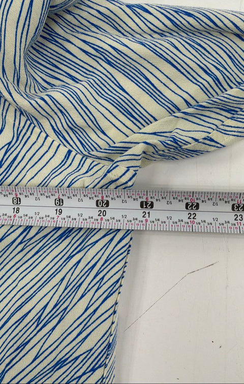 Equipment Femme Women's Blue Cream Abstract Stripe Viscose Button Down Blouse L