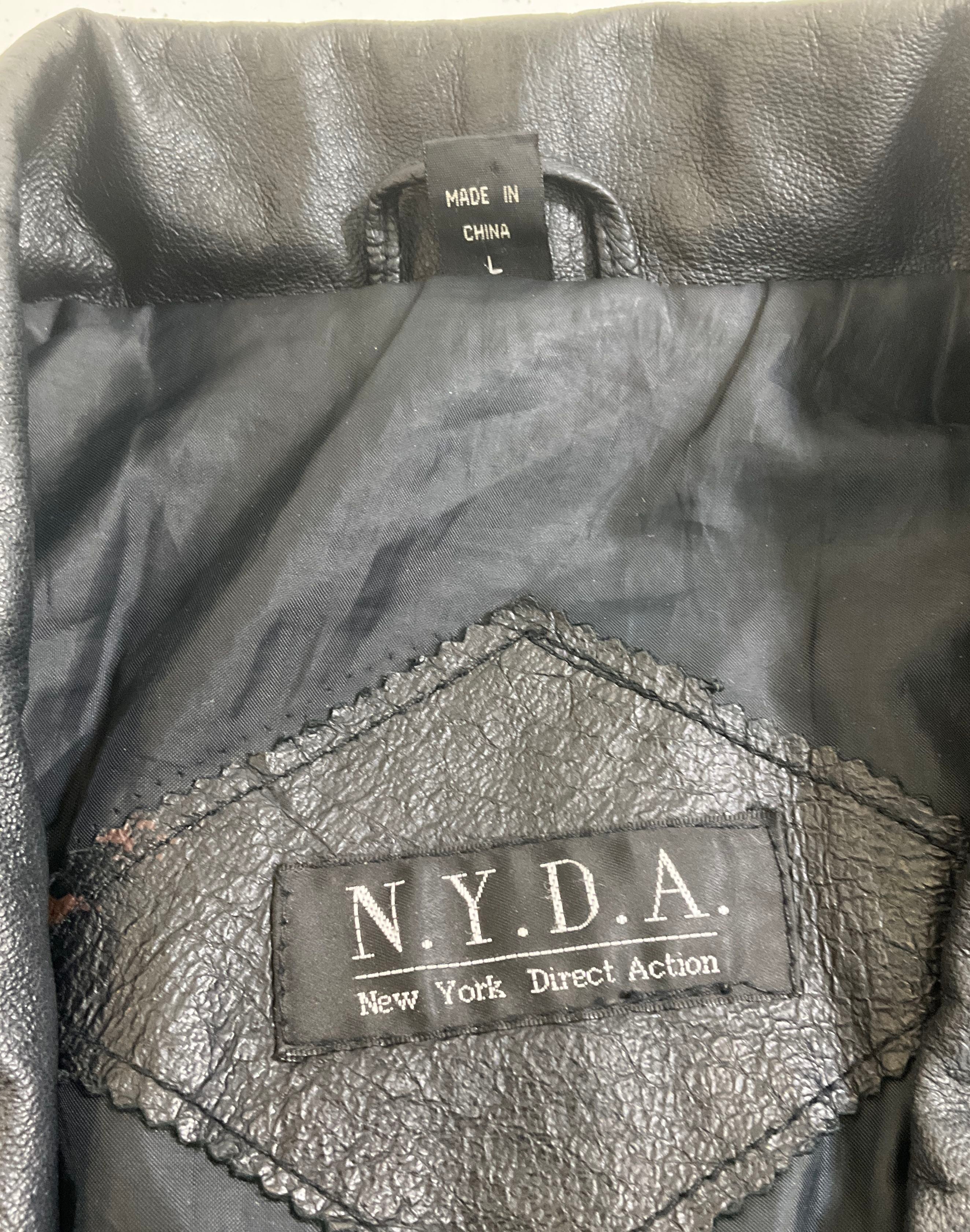 Vintage 90s NYDA Black Genuine Leather Longline Coat Womens Size L