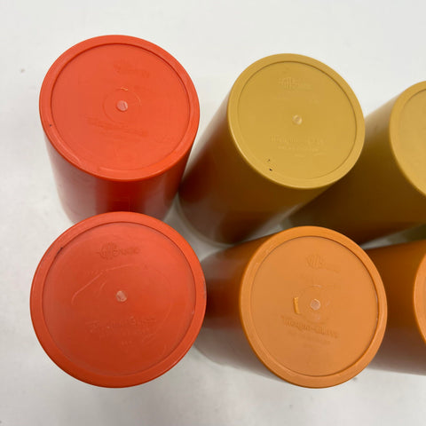 Vintage Gitsware Therma-Glass Insulated Tumblers 9 Pc Set MCM Earth Tones USA