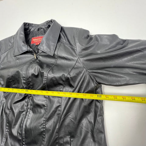 Vintage Y2K Marc Mattis Black Faux Leather Quilted Lined Jacket Women's 1X