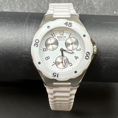 Invicta Couture Stitching Time White Analog Wristwatch New Battery