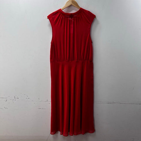 Ann Taylor Women's Red Tie Neck Sleeveless Fit and Flare Dress Sz 14 NWT