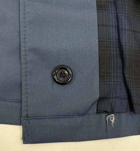 Vintage 80s Henson Blue Swiss Fabric Trench Coat Raincoat Plaid Lined Men's