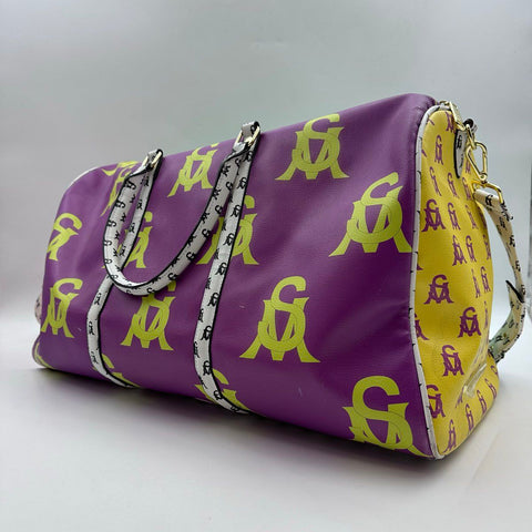 Steve Madden Multi-Color Monogram Logo Duffle Weekender Bag Gold Hardware