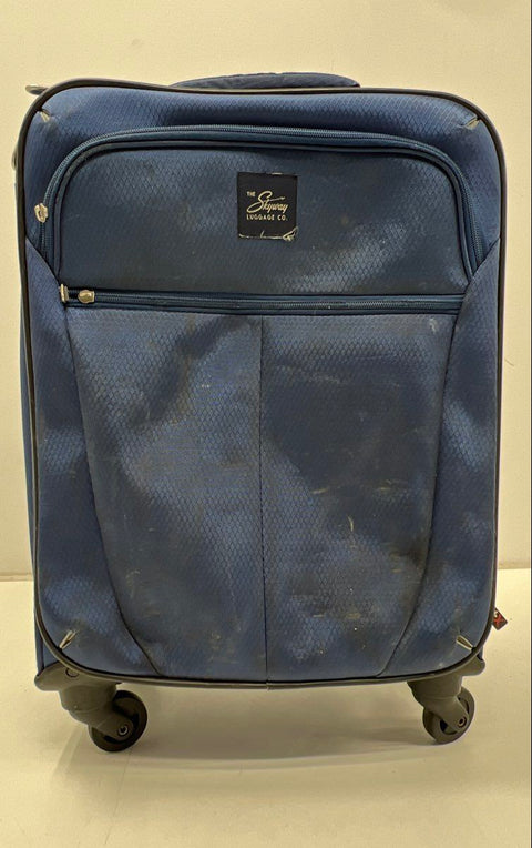 Skyway Navy Blue Fabric 4-Wheel Spinner Suitcase Travel Luggage Carry-On