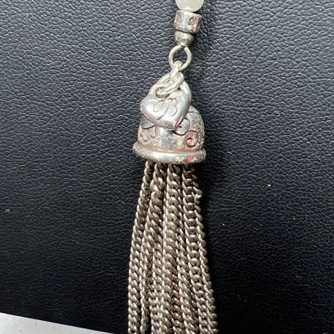 Brighton Silver Plate Faux Pearl Tassel Necklace