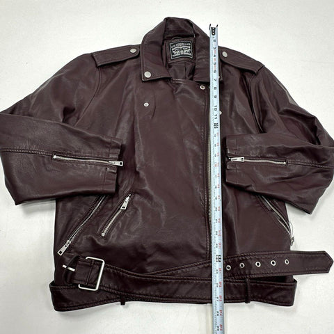 Levi's Women's Burgundy Faux Leather Asymmetric Belted Moto Jacket Sz 3X
