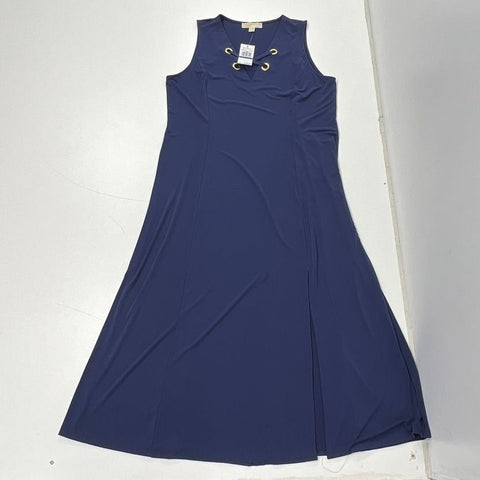 Michael Kors Navy Blue Grommet Lace-Up V-Neck Dress Women's XL