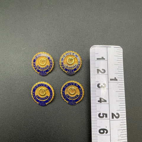 Vintage 1/20 10K Gold Filled Safe Driver Award Pins Lot of 4 No Accident 11.1g