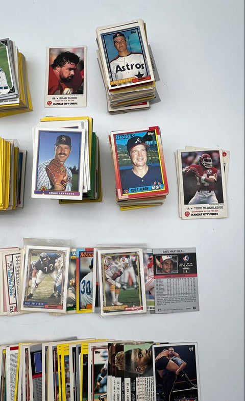 Sports Card Lot Mixed Baseball Football 1980s-90s Topps Fleer 400+ See Photos