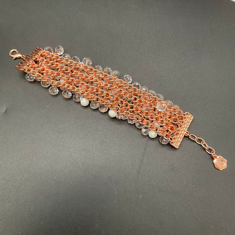 Graziano Rose Gold Tone Multi-Strand Snake Chain Necklace & Beaded Bracelet Set