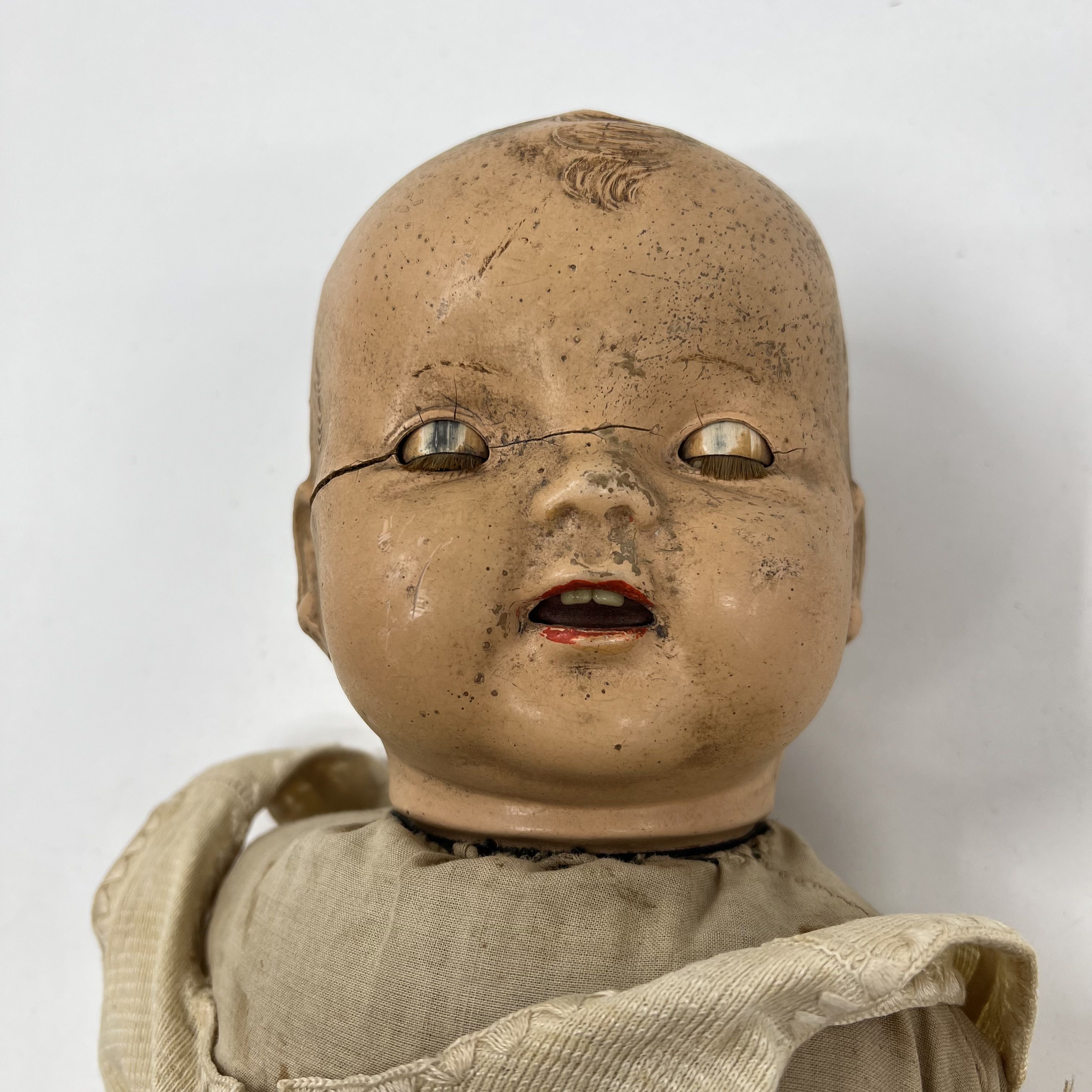 Vintage 1930s K&K Toy Co Hug Me 22" Composition Baby Doll Sleep Eyes Crazing