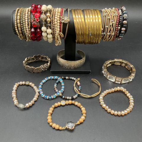 Boho Eclectic Bracelets Bangles Cuffs Elephant Jewelry Lot of 40+ Pieces