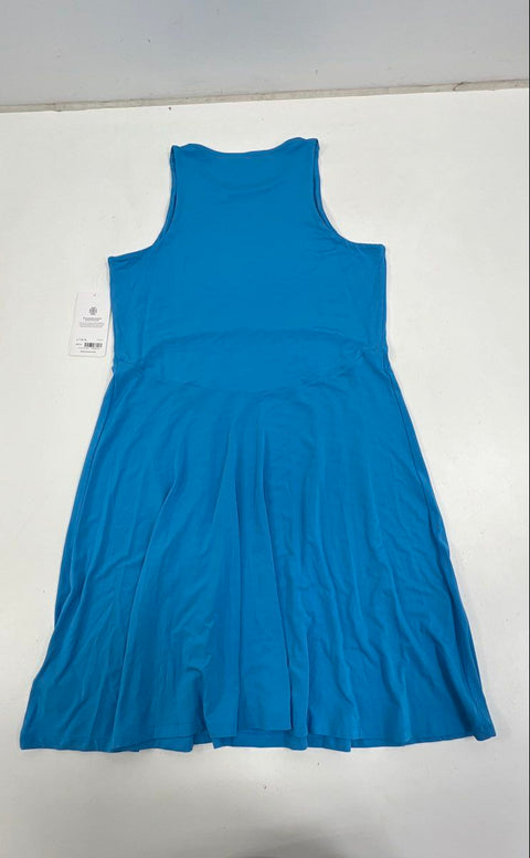 NWT Athleta Women's Rincon Dress Blue Ribbed Racerback Athleisure Size L