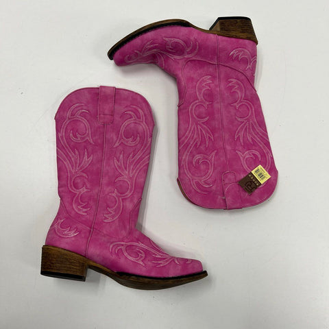 Roper Womens Pink Faux Suede Western Cowboy Boots Square Toe Size 7.5 NWT